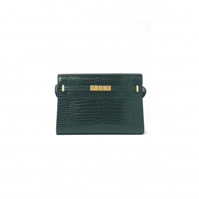 YSL MANHATTAN SHOULDER BAG IN SHINY CROCODILE-EMBOSSED LEATHER 579271359746210 (29*20*7.5cm)